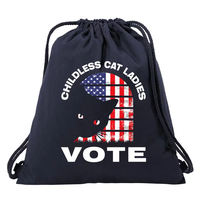 Childless Cat Ladies Vote Retro Drawstring Bag