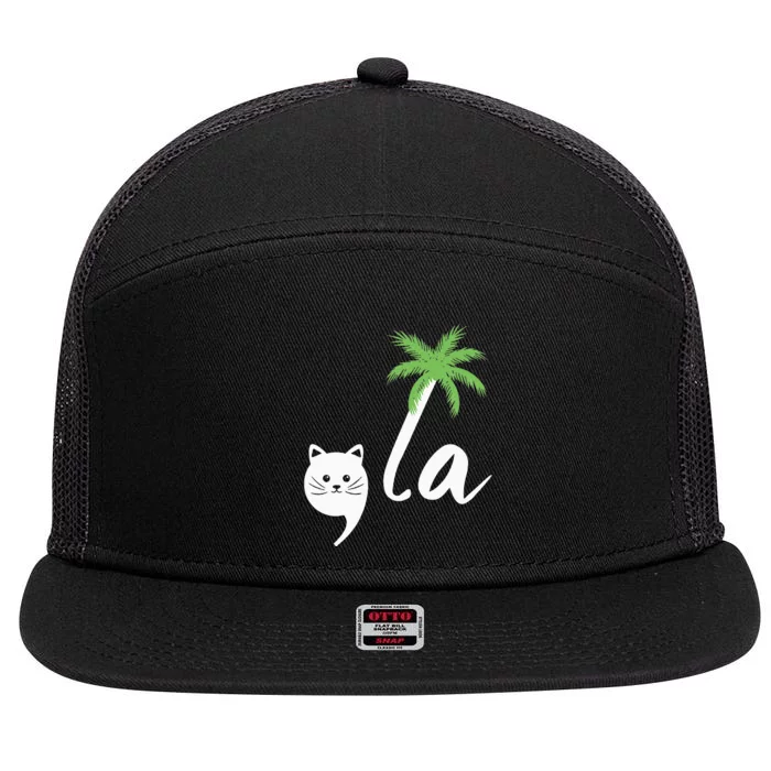 Coconut Comma La Childless Cat Lady 2024 7 Panel Mesh Trucker Snapback Hat