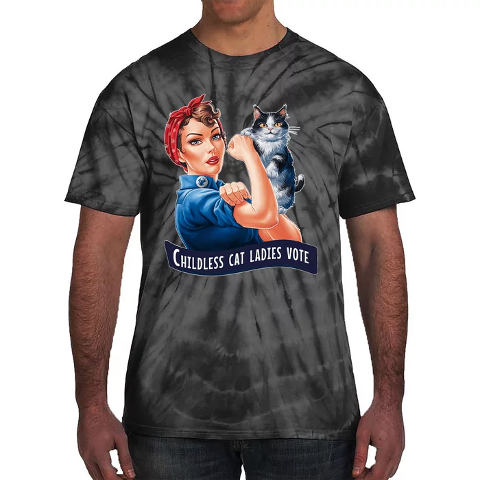 Childless Cat Ladies Vote Rosie The Riveter Tie-Dye T-Shirt