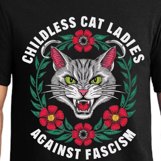 Childless Cat Ladies Against Fascism Flowers Pajama Set