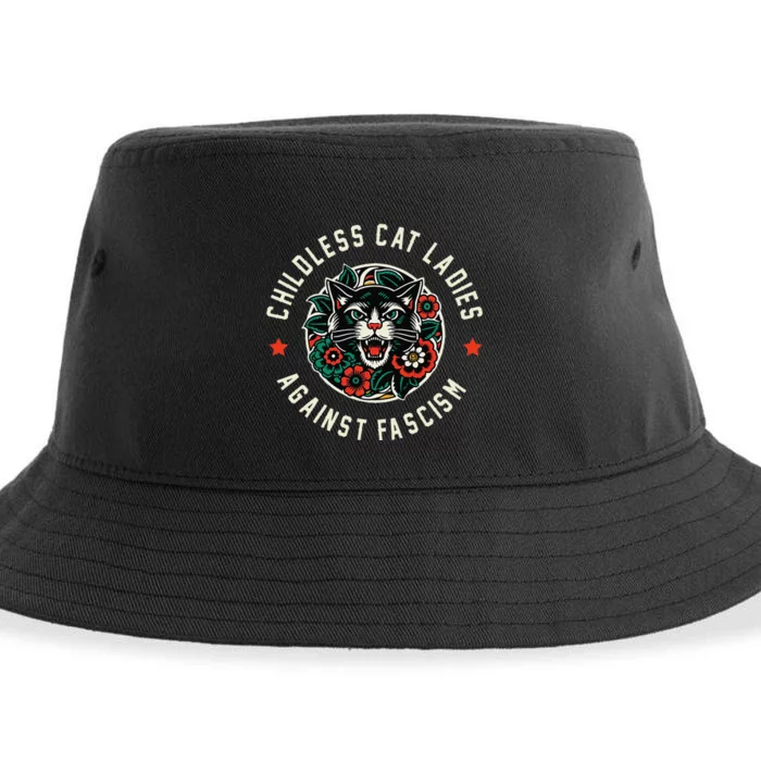 Childless Cat Ladies Against Fascism Gift Sustainable Bucket Hat