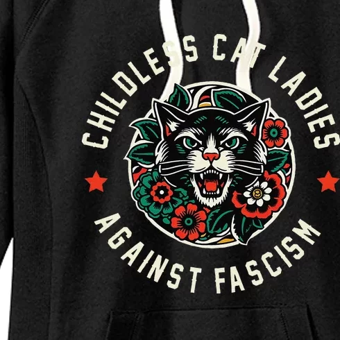 Childless Cat Ladies Against Fascism Gift Women's Fleece Hoodie