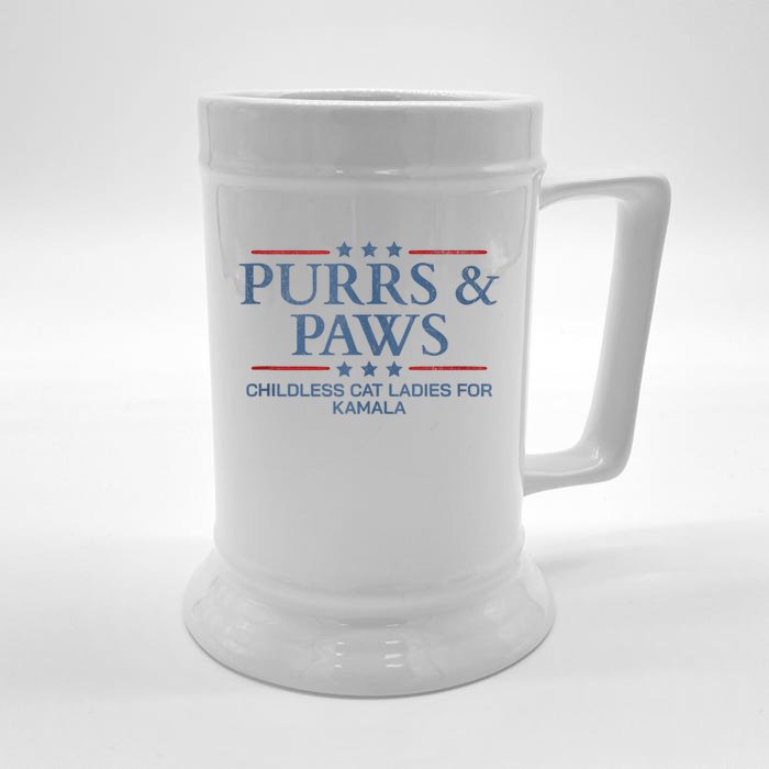 Childless Cat Lady 2024 Ladies Voting Kamala Purrs And Paws Front & Back Beer Stein