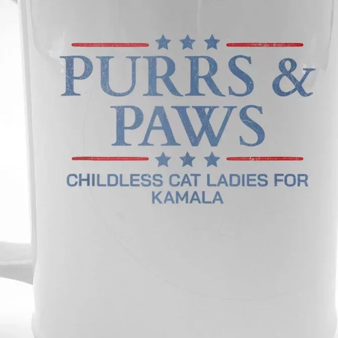 Childless Cat Lady 2024 Ladies Voting Kamala Purrs And Paws Front & Back Beer Stein