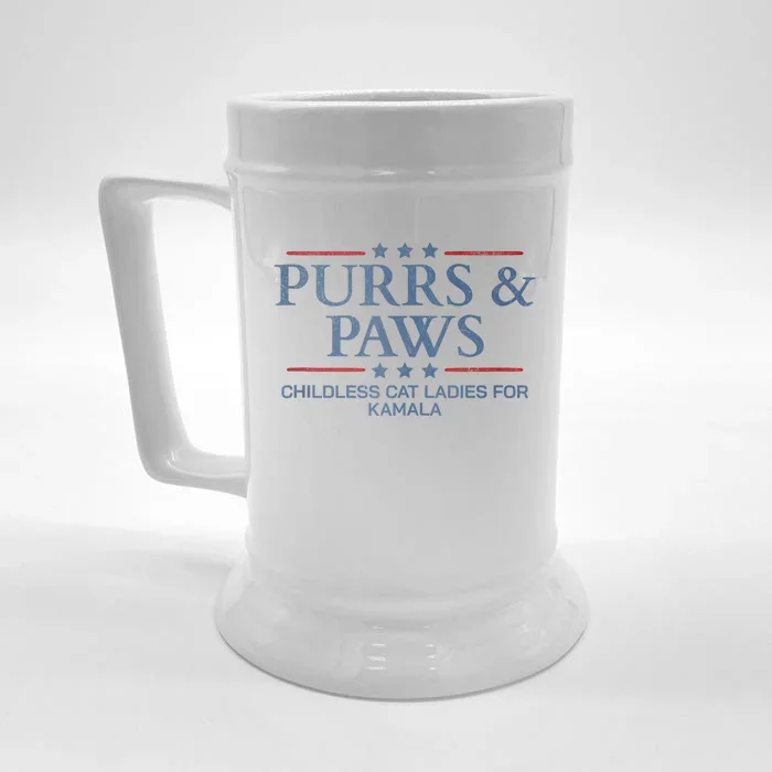 Childless Cat Lady 2024 Ladies Voting Kamala Purrs And Paws Front & Back Beer Stein