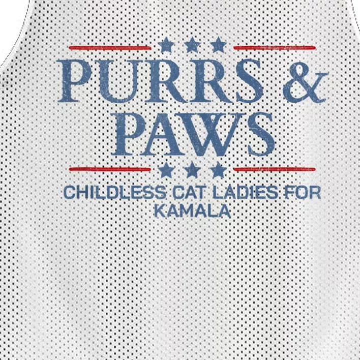 Childless Cat Lady 2024 Ladies Voting Kamala Purrs And Paws Mesh Reversible Basketball Jersey Tank