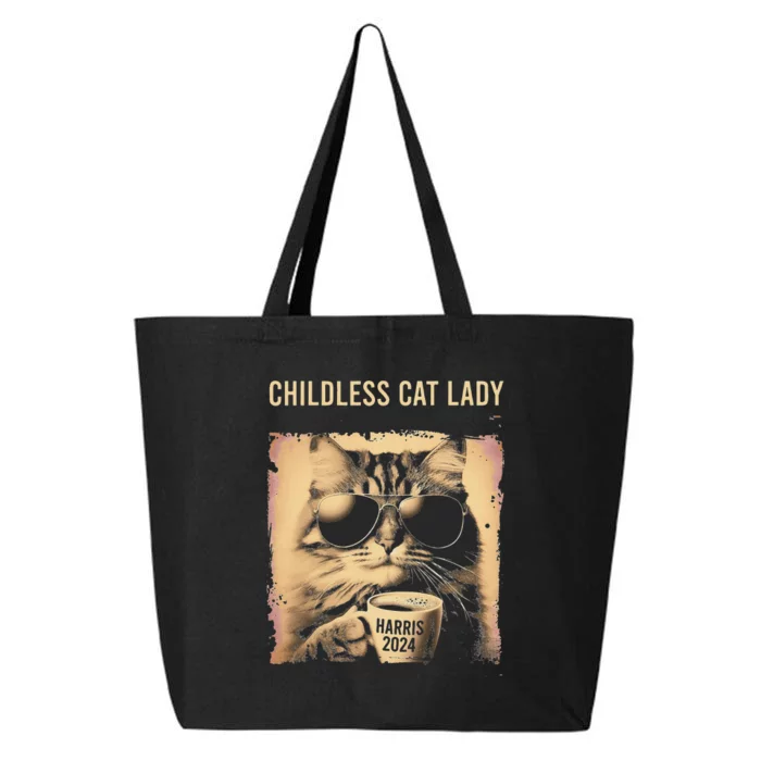 Childless Cat Lady Vintage Coffee Cat Gift 25L Jumbo Tote