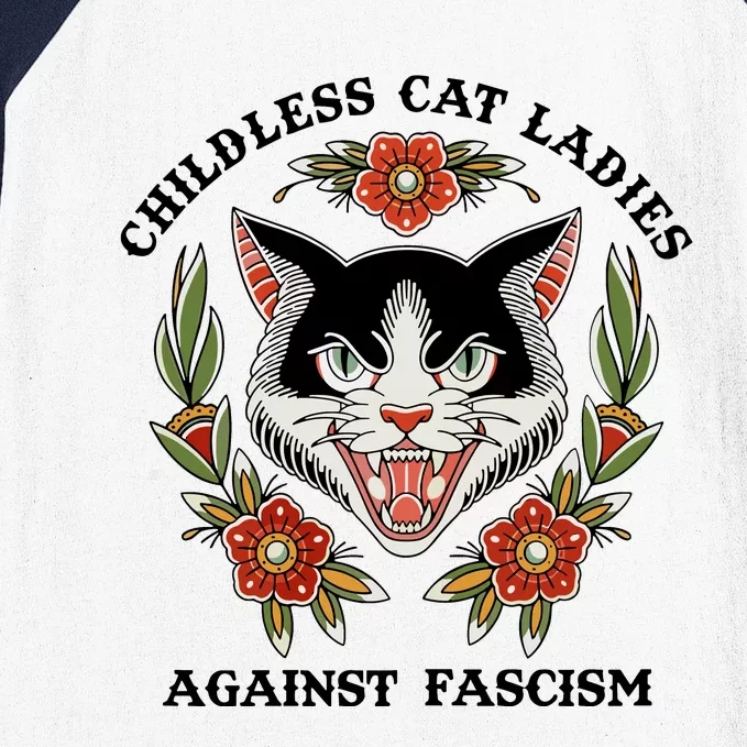 Childless Cat Ladies Against Fascism Baseball Sleeve Shirt