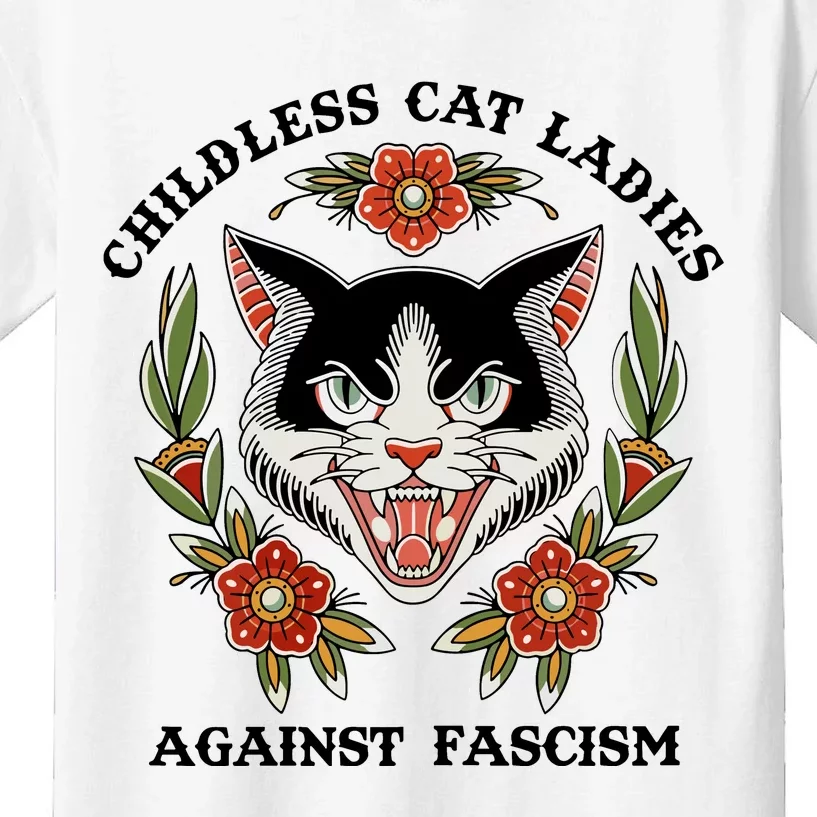 Childless Cat Ladies Against Fascism Kids T-Shirt