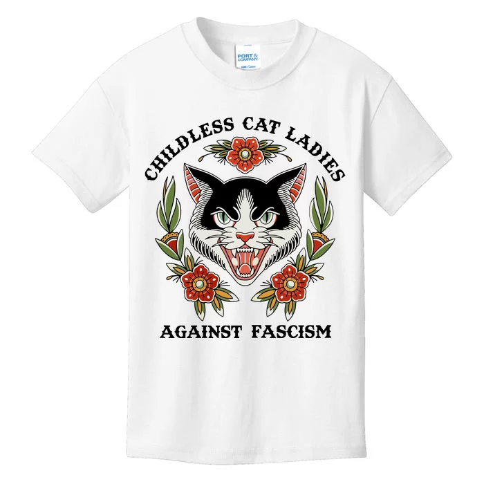 Childless Cat Ladies Against Fascism Kids T-Shirt