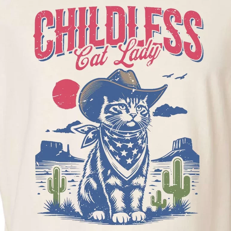 Childless Cat Lady Kamala Harris Cowboy Cat Garment-Dyed Women's Muscle Tee