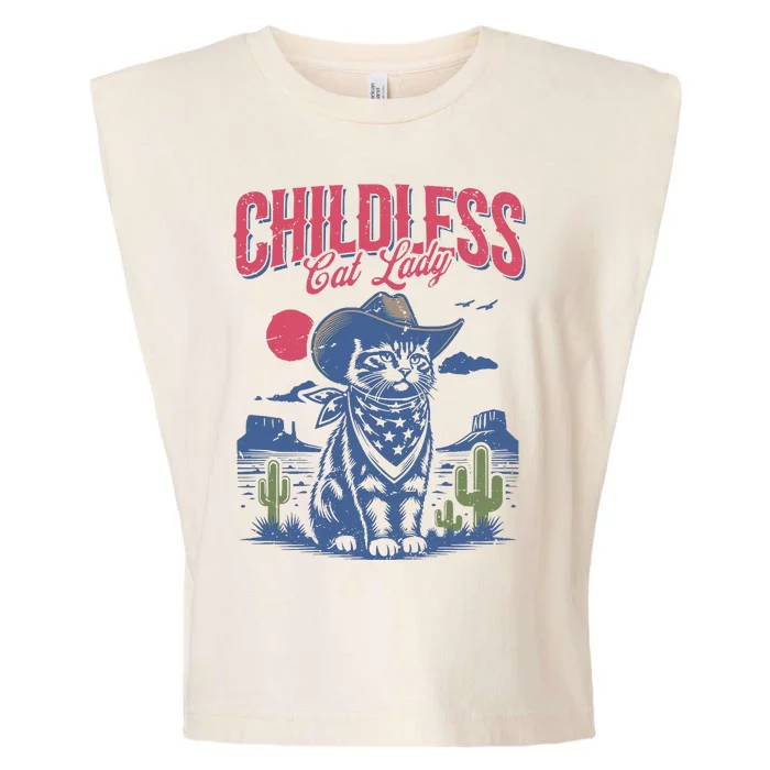 Childless Cat Lady Kamala Harris Cowboy Cat Garment-Dyed Women's Muscle Tee