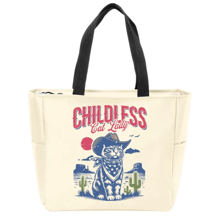 Childless Cat Lady Kamala Harris Cowboy Cat Zip Tote Bag