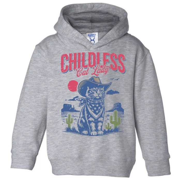 Childless Cat Lady Kamala Harris Cowboy Cat Toddler Hoodie