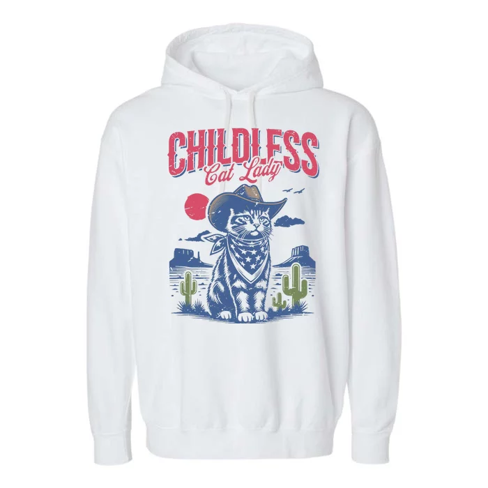 Childless Cat Lady Kamala Harris Cowboy Cat Garment-Dyed Fleece Hoodie