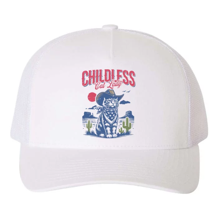 Childless Cat Lady Kamala Harris Cowboy Cat Yupoong Adult 5-Panel Trucker Hat