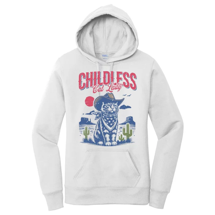 Childless Cat Lady Kamala Harris Cowboy Cat Women's Pullover Hoodie