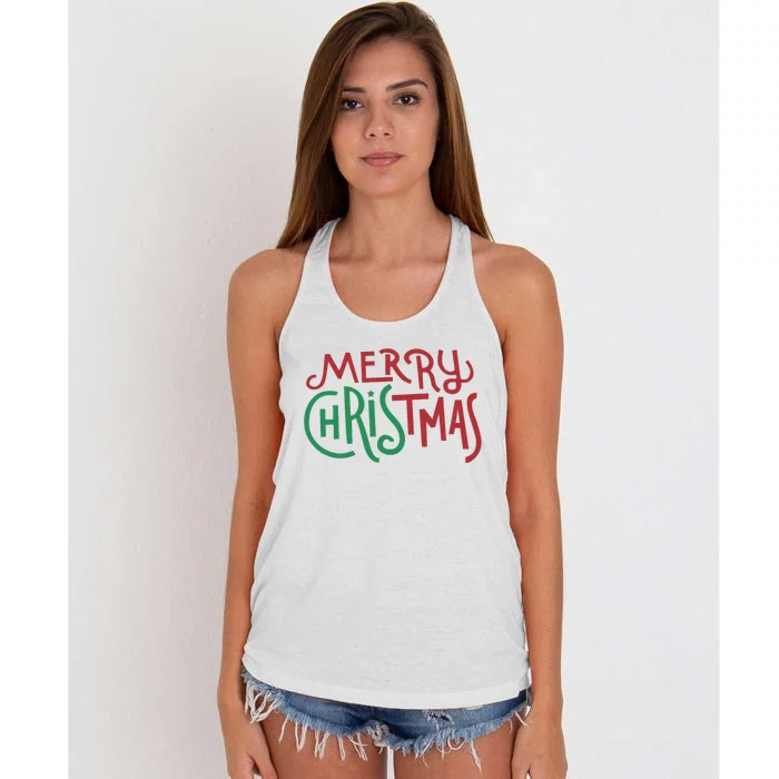 Candy Cane Lane Merry Christmas Women's Knotted Racerback Tank