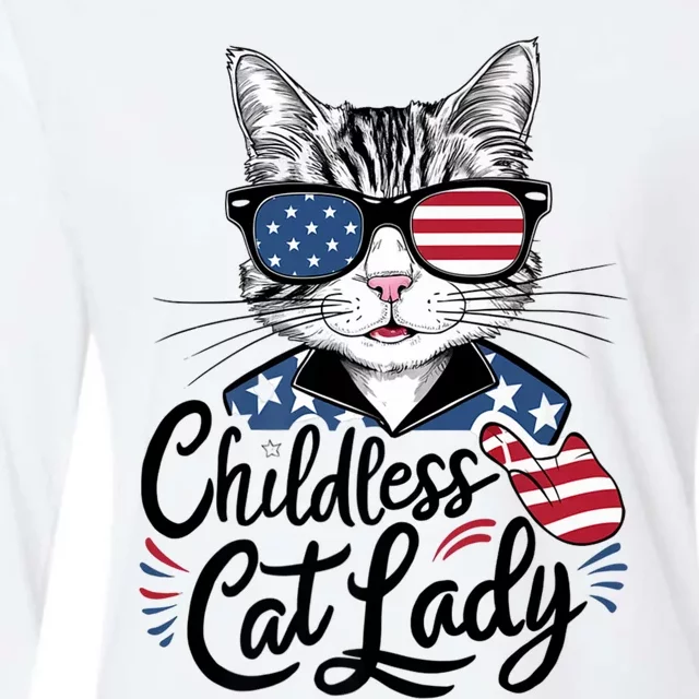 Childless Cat Lady Patriotic Womens Cotton Relaxed Long Sleeve T-Shirt