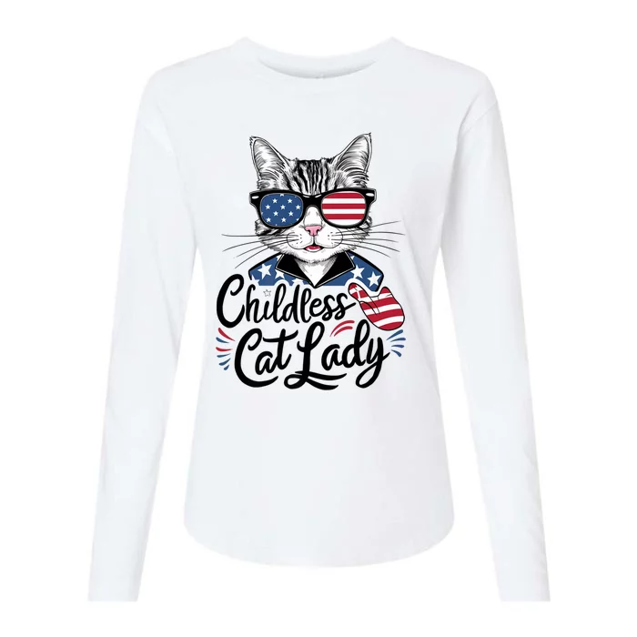 Childless Cat Lady Patriotic Womens Cotton Relaxed Long Sleeve T-Shirt