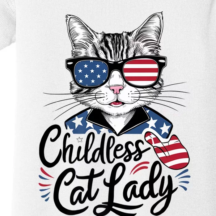 Childless Cat Lady Patriotic Baby Bodysuit