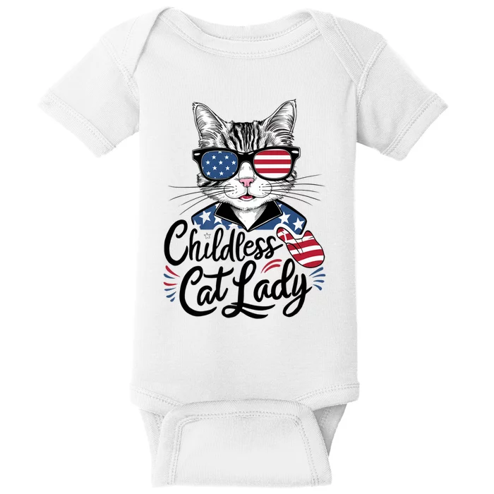 Childless Cat Lady Patriotic Baby Bodysuit