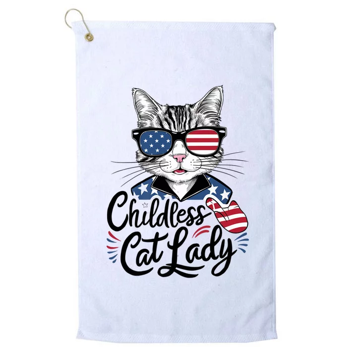 Childless Cat Lady Patriotic Platinum Collection Golf Towel