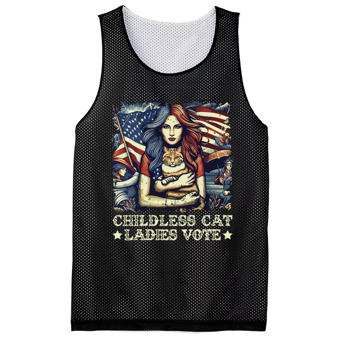 Childless Cat Ladies Vote Kamala Harris 2024 Mesh Reversible Basketball Jersey Tank