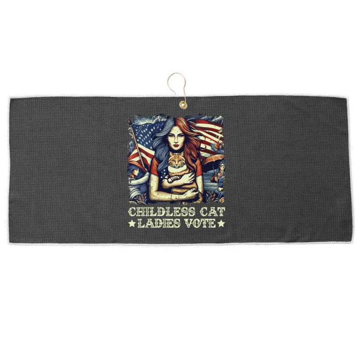 Childless Cat Ladies Vote Kamala Harris 2024 Large Microfiber Waffle Golf Towel