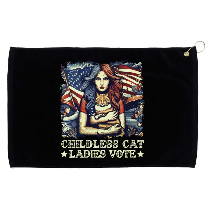 Childless Cat Ladies Vote Kamala Harris 2024 Grommeted Golf Towel