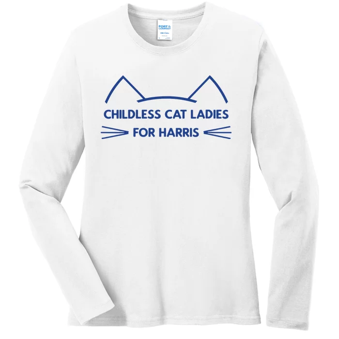 Childless Cat Ladies Vote Kamala Harris President 2024 Ladies Long Sleeve Shirt