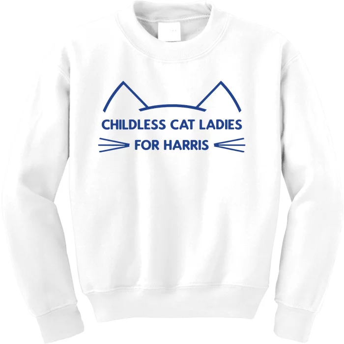 Childless Cat Ladies Vote Kamala Harris President 2024 Kids Sweatshirt