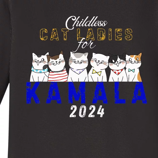 Childless Cat Ladies Vote For Kamala Harris 2024 Election Baby Long Sleeve Bodysuit