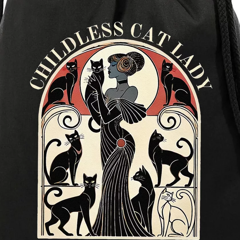 Childless Cat Ladies Cat Karma Retro Funny Gift Drawstring Bag