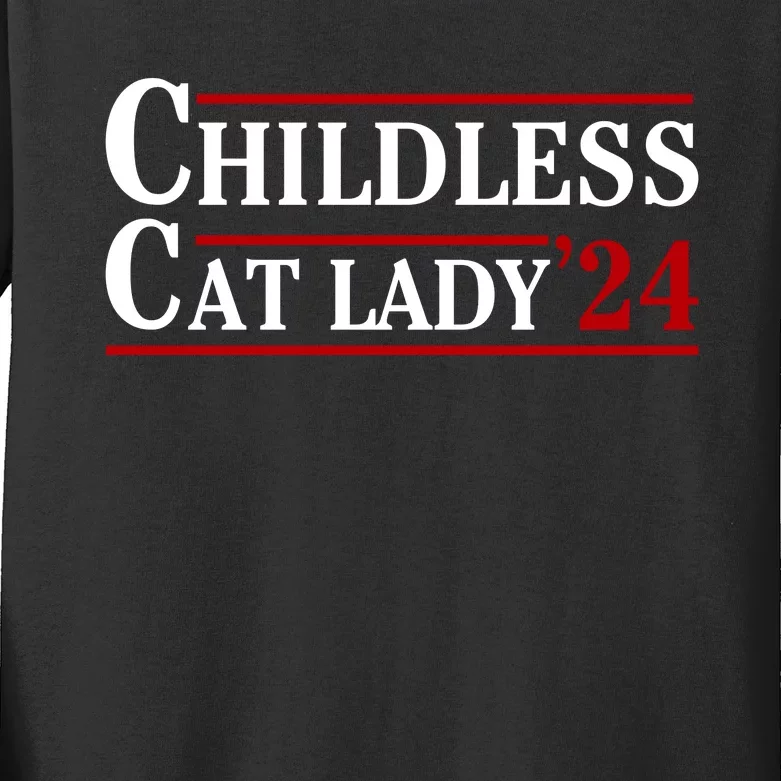 Childless Cat Lady 2024 Kids Long Sleeve Shirt