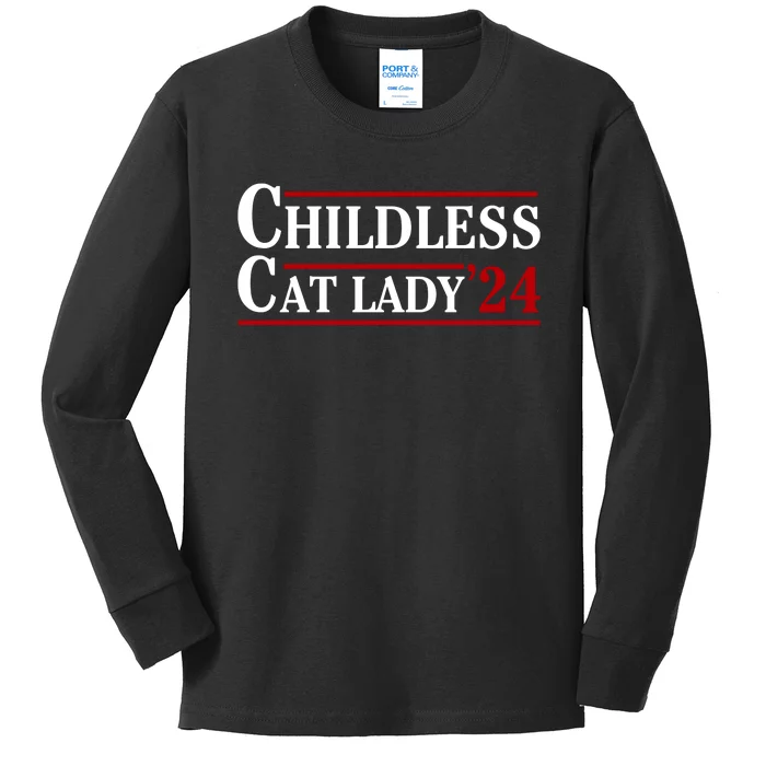 Childless Cat Lady 2024 Kids Long Sleeve Shirt