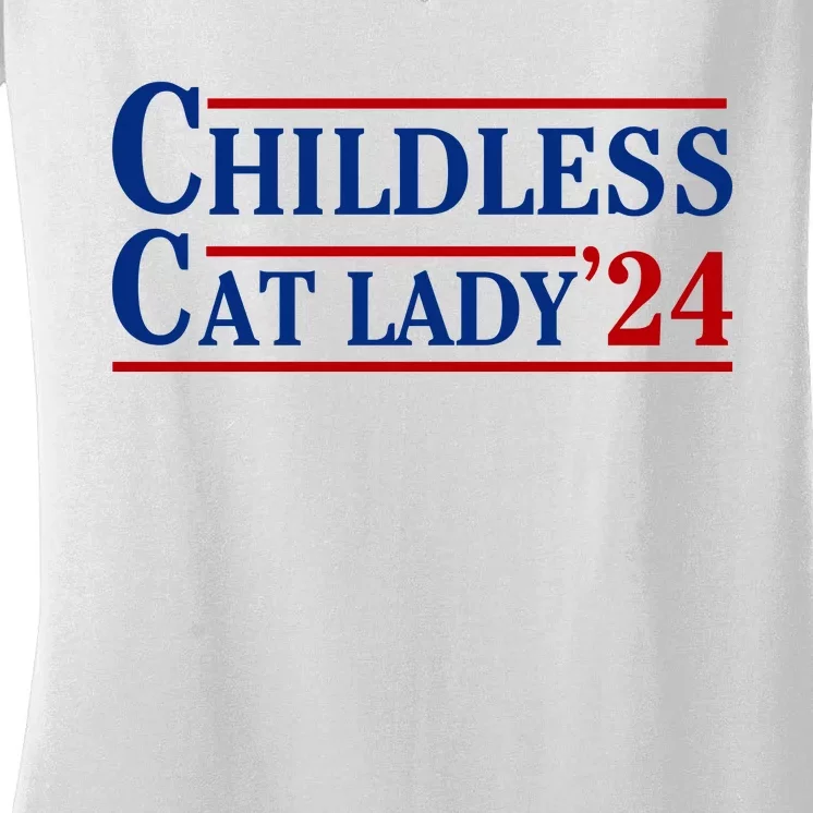 Childless Cat Lady 2024 Women's V-Neck T-Shirt