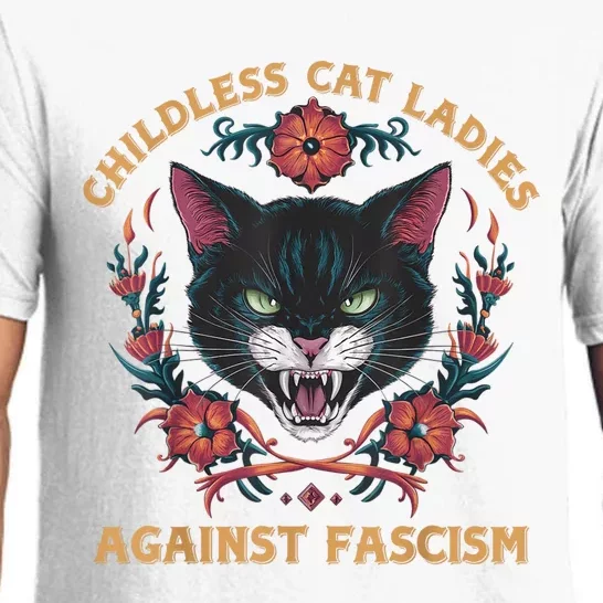 Childless Cat Lady Ladies Against Fascism Kamala 2024 Pajama Set