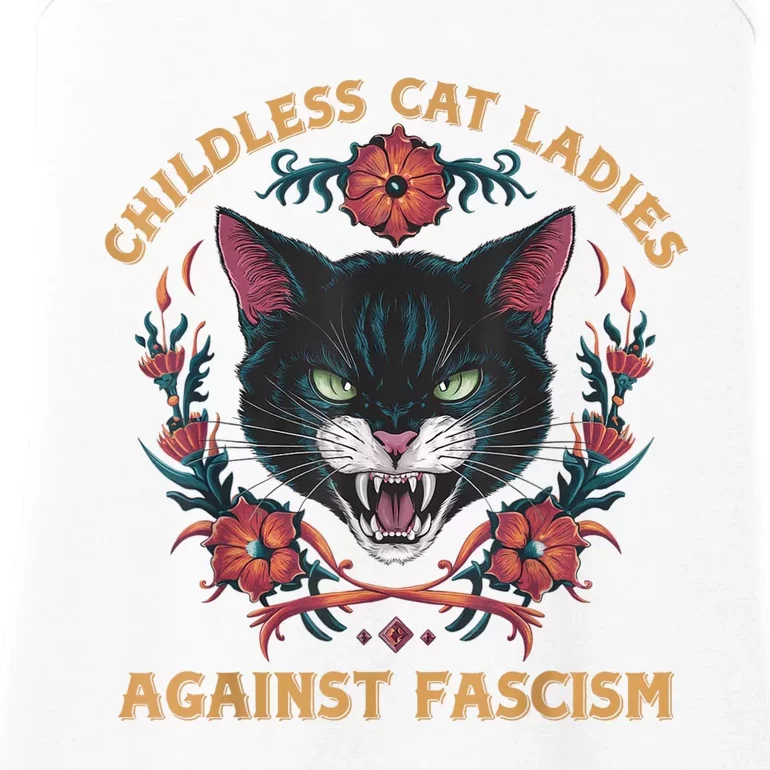 Childless Cat Lady Ladies Against Fascism Kamala 2024 Ladies Essential Tank