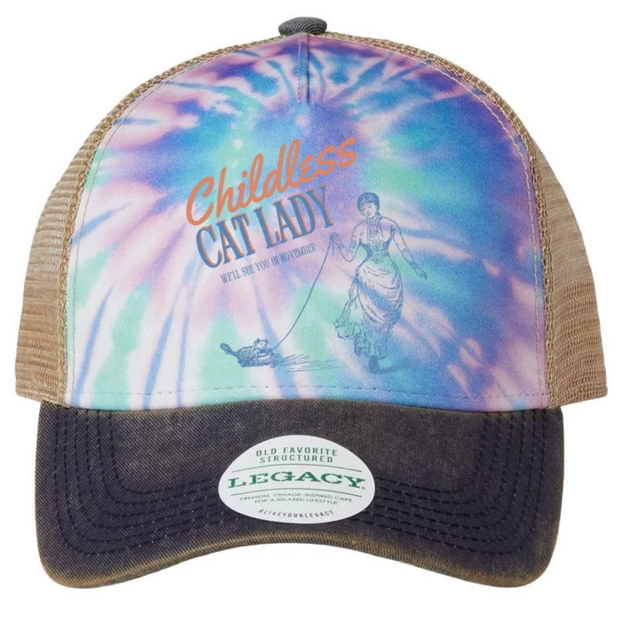 Childless Cat Lady Legacy Tie Dye Trucker Hat