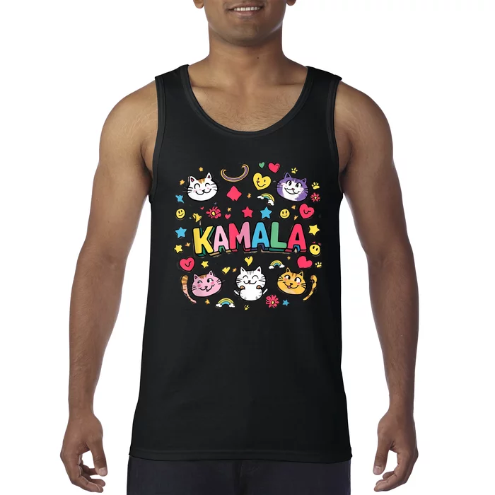 Childless Cat Lady Kamala Funny Kind Cartoon Cats Tank Top