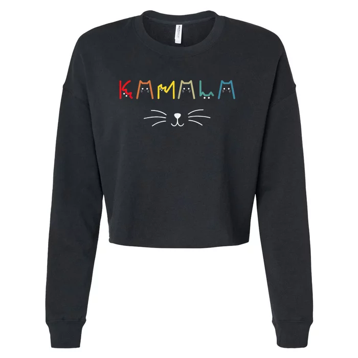 Commala Cat Lettering Positive Funny Cat Letters Cropped Pullover Crew