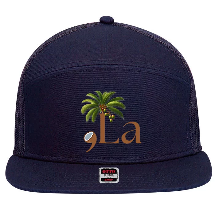 Coconut Comma + La 2024 7 Panel Mesh Trucker Snapback Hat