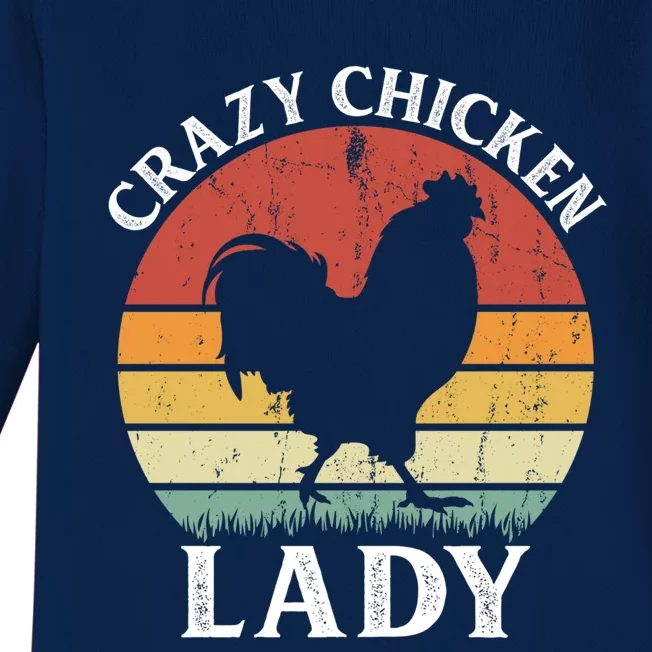 Crazy Chicken Lady Funny Women Girls Poultry Farm Farmer Gift Baby Long Sleeve Bodysuit