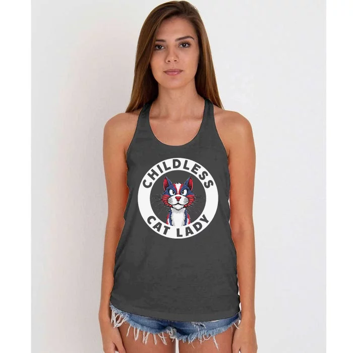 Childless Cat Lady Election Vote 2024 Patriotic Gift Women's Knotted Racerback Tank