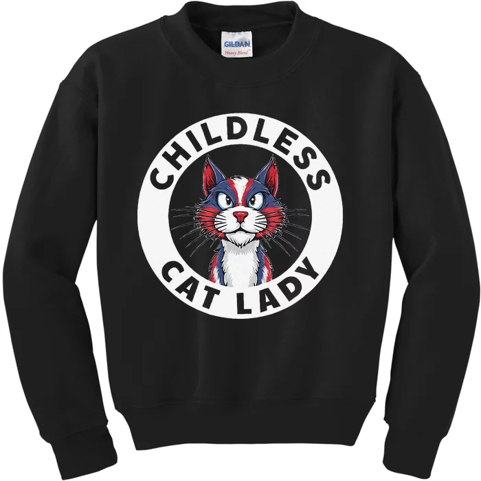 Childless Cat Lady Election Vote 2024 Patriotic Gift Kids Sweatshirt