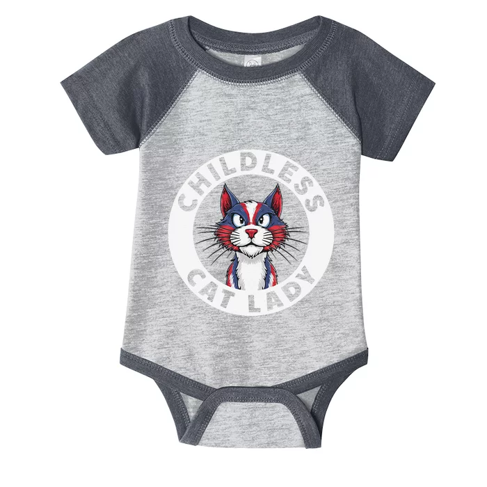 Childless Cat Lady Election Vote 2024 Patriotic Gift Infant Baby Jersey Bodysuit