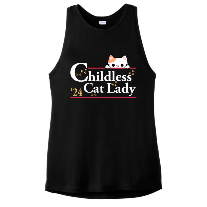 Childless Cat Lady 2024 Ladies Tri-Blend Wicking Tank