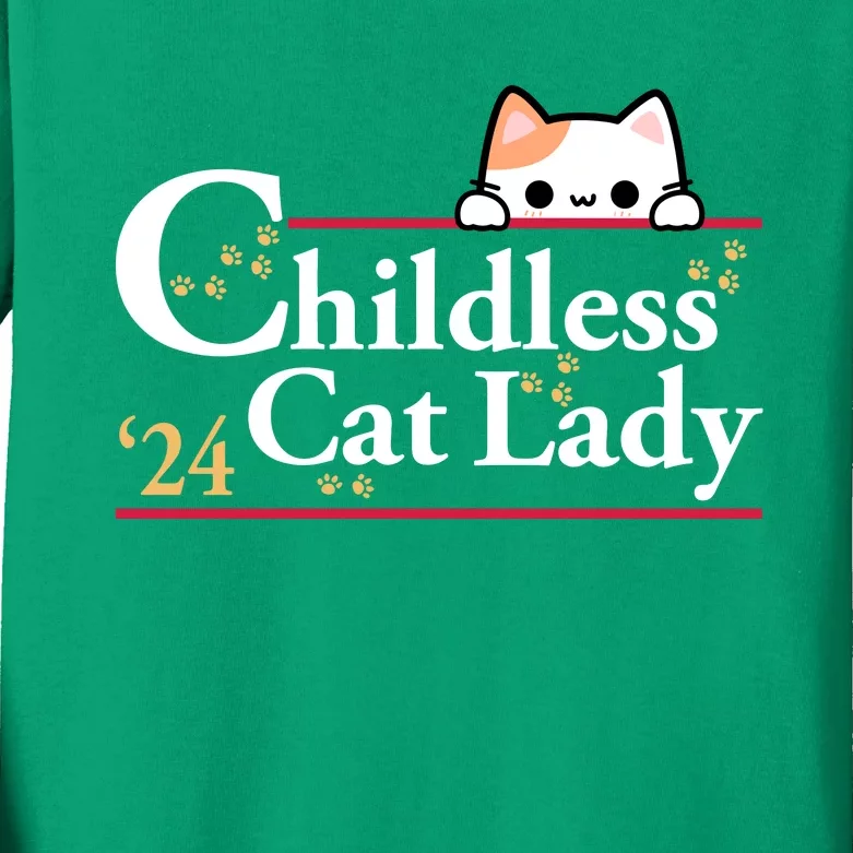 Childless Cat Lady 2024 Kids Long Sleeve Shirt