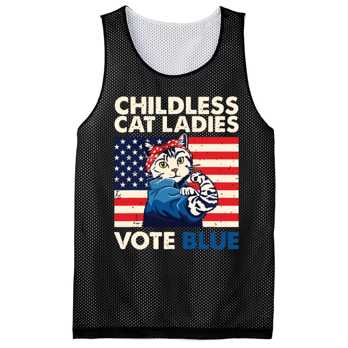 Childless Cat Ladies Vote Blue Vintage Cat Usa Flag Mesh Reversible Basketball Jersey Tank